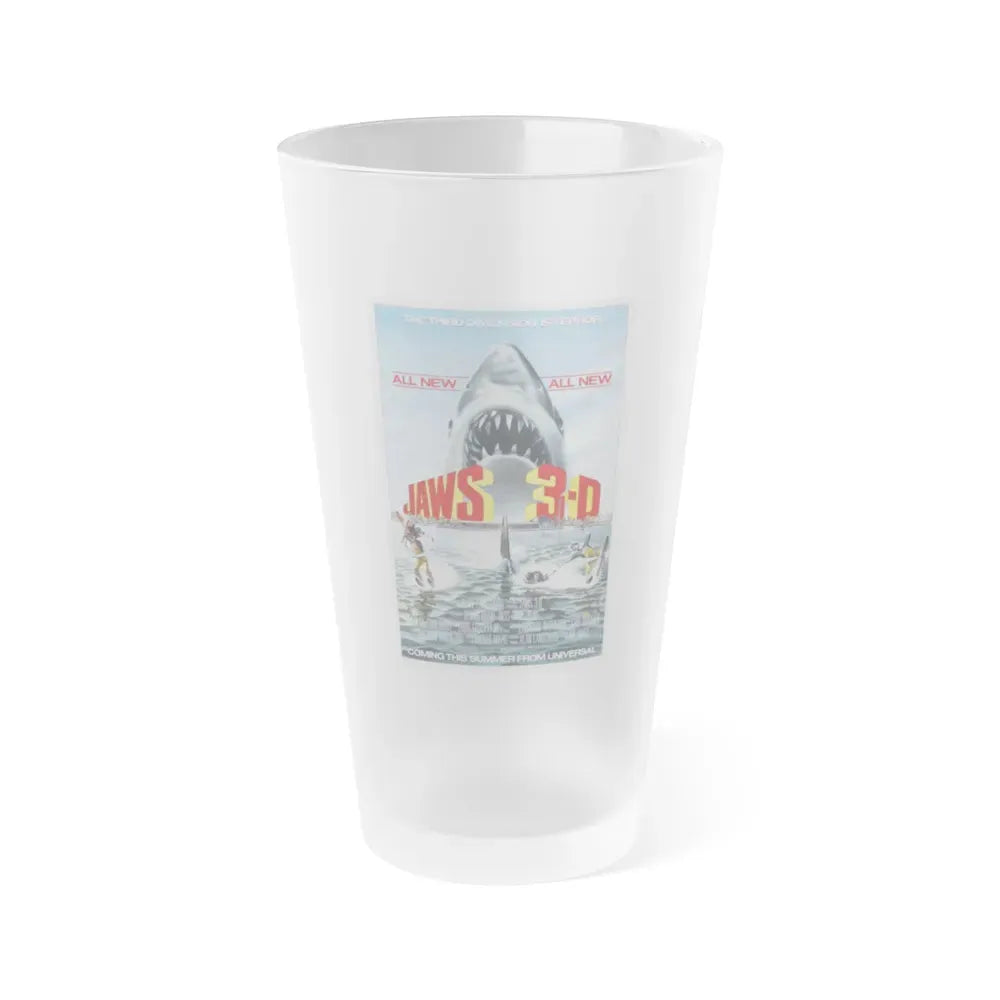 JAWS 3-D 1983 Movie Poster - Frosted Pint Glass 16oz 16oz Frosted - Go Mug Yourself