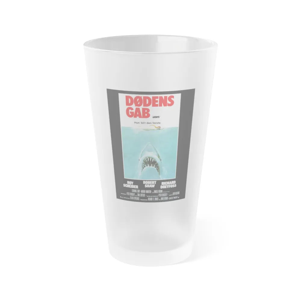 JAWS (DANISH) 1975 Movie Poster - Frosted Pint Glass 16oz-16oz-Frosted-Go Mug Yourself