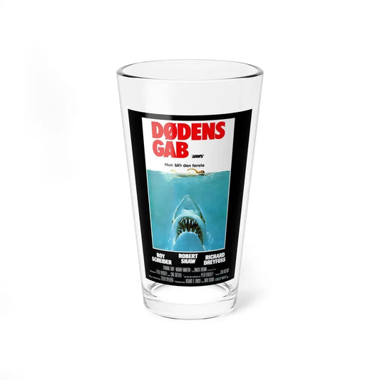 JAWS (DANISH) 1975 Movie Poster - Pint Glass 16oz 16oz - Go Mug Yourself