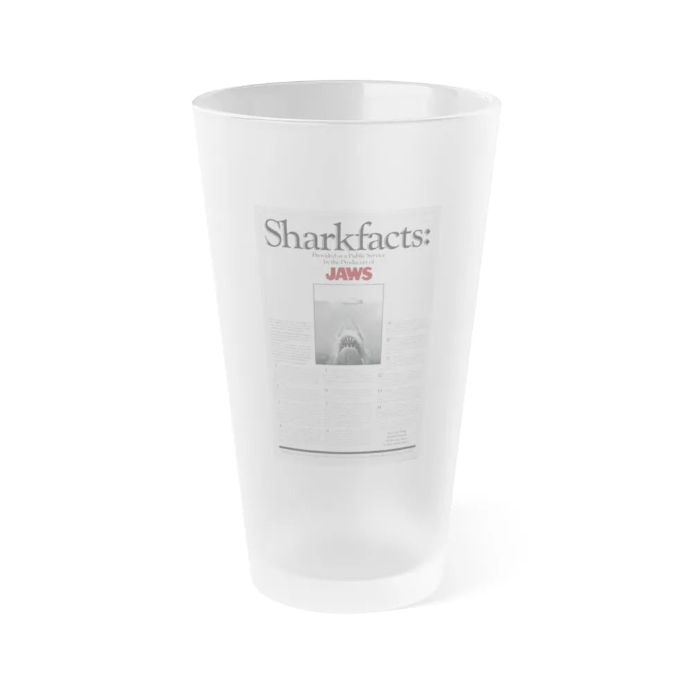 JAWS (TEASER) 1975 Movie Poster - Frosted Pint Glass 16oz-16oz-Frosted-Go Mug Yourself