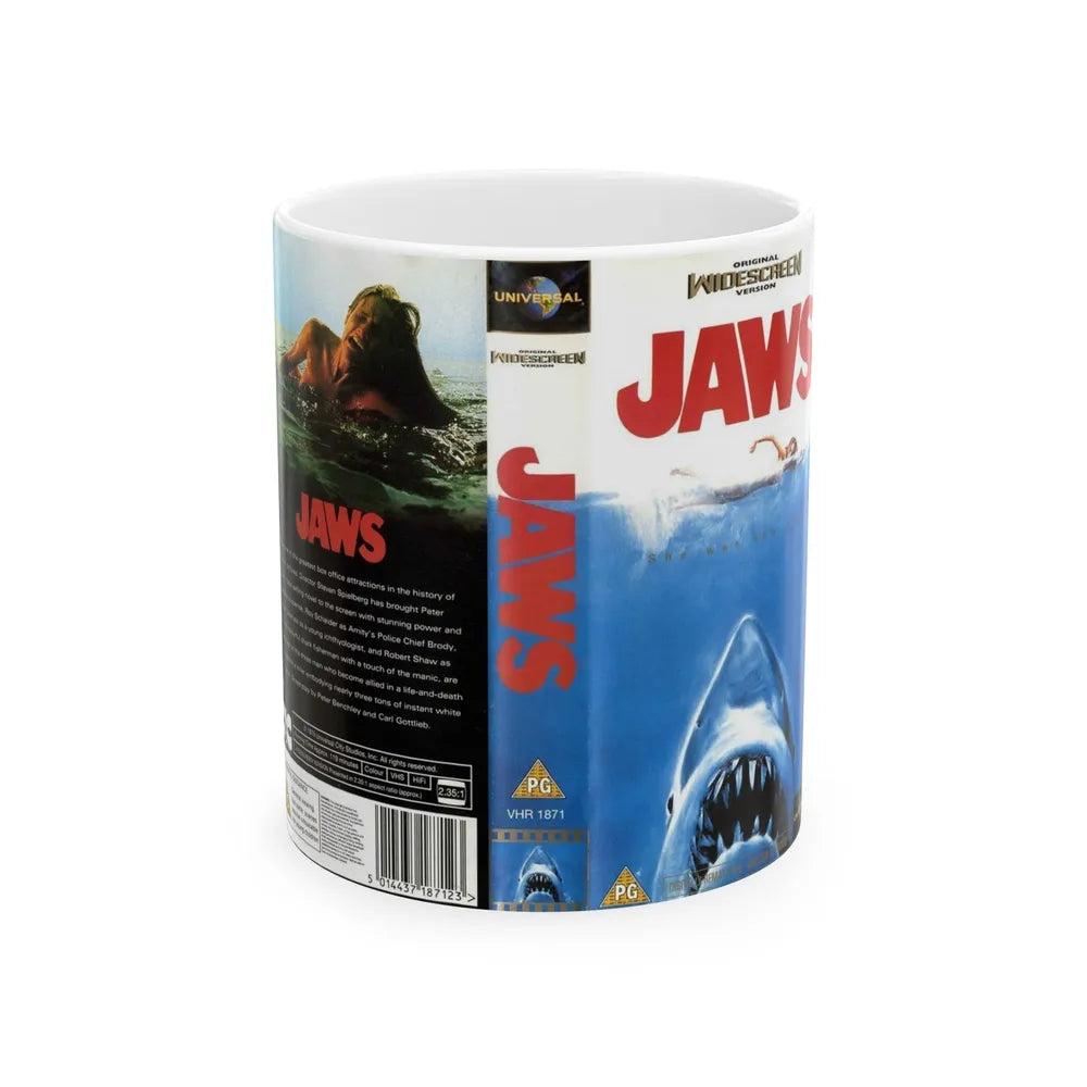 JAWS (VHS COVER) - White Coffee Mug-11oz-Go Mug Yourself