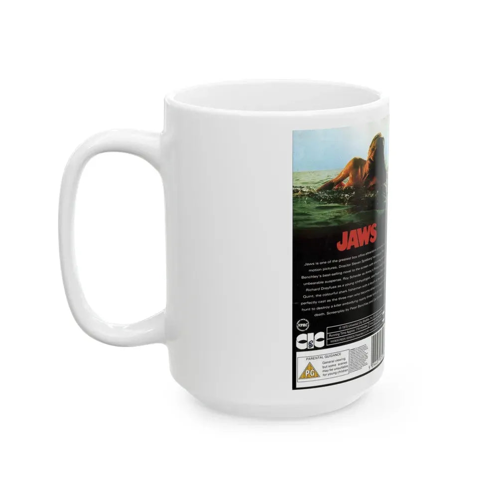 JAWS (VHS COVER) - White Coffee Mug - Go Mug Yourself