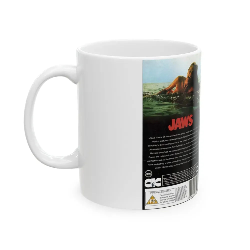 JAWS (VHS COVER) - White Coffee Mug - Go Mug Yourself