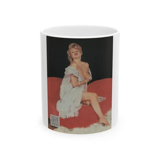 Jayne Mansfield #145 - Femme Fatales Mag. Aug. '98 - 1 Color Photo & Caption (Vintage Female Icon) White Coffee Mug 11oz - Go Mug Yourself