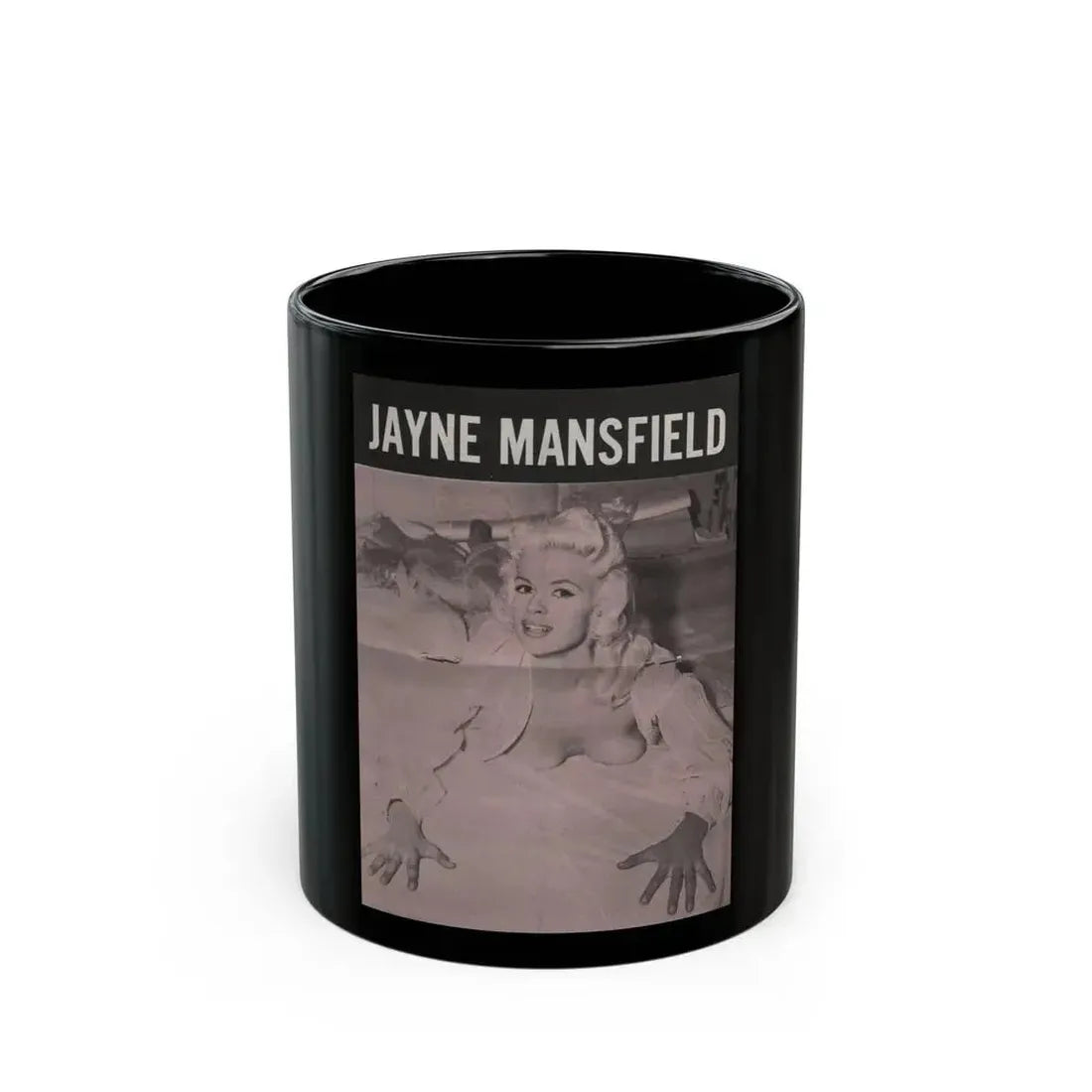 Jayne Mansfield #148 - Pose! Pocket Mag. July '58 - 1 B&W Centerfold Photo (Vintage Female Icon) Black Coffee Mug 11oz - Go Mug Yourself