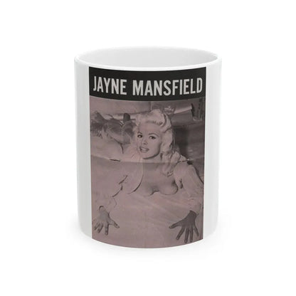 Jayne Mansfield #148 - Pose! Pocket Mag. July '58 - 1 B&W Centerfold Photo (Vintage Female Icon) White Coffee Mug 11oz - Go Mug Yourself