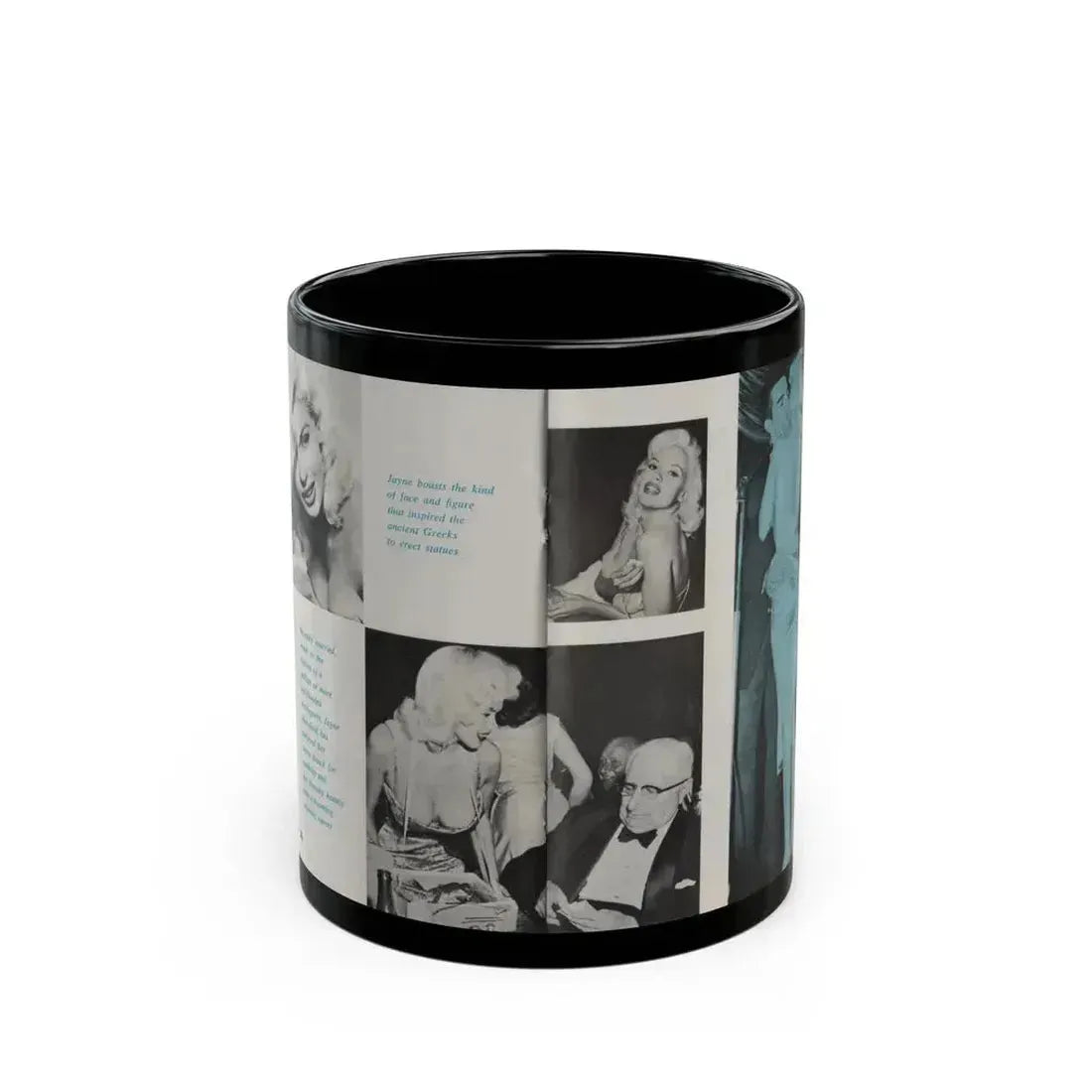 Jayne Mansfield #149 - Pose! Pocket Mag. July '58 - 4 B&W Photos (Vintage Female Icon) Black Coffee Mug 11oz - Go Mug Yourself