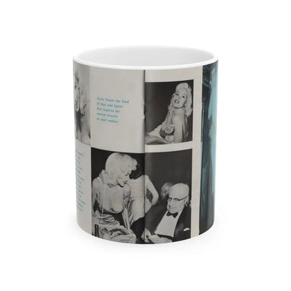 Jayne Mansfield #149 - Pose! Pocket Mag. July '58 - 4 B&W Photos (Vintage Female Icon) White Coffee Mug 11oz - Go Mug Yourself