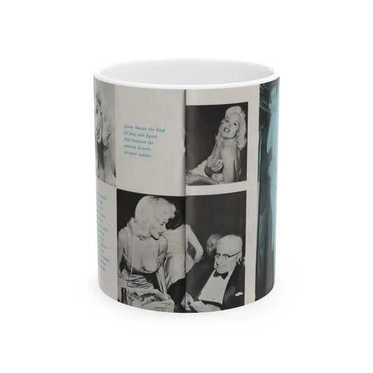 Jayne Mansfield #149 - Pose! Pocket Mag. July '58 - 4 B&W Photos (Vintage Female Icon) White Coffee Mug 11oz - Go Mug Yourself