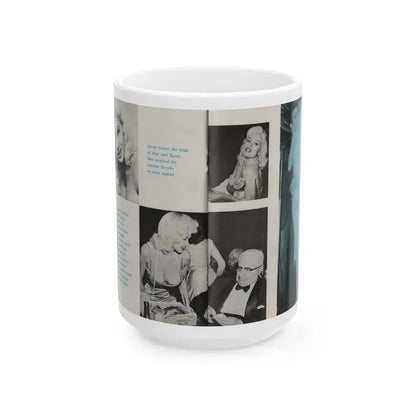 Jayne Mansfield #149 - Pose! Pocket Mag. July '58 - 4 B&W Photos (Vintage Female Icon) White Coffee Mug 15oz - Go Mug Yourself