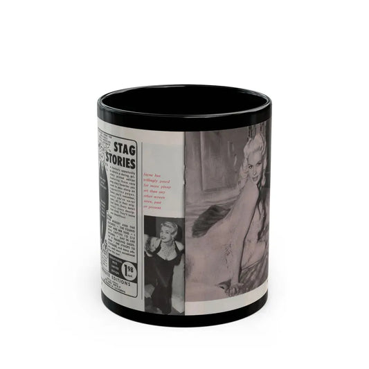 Jayne Mansfield #150 - Pose! Pocket Mag. July '58 - 3 B&W Photos (Vintage Female Icon) Black Coffee Mug 11oz - Go Mug Yourself