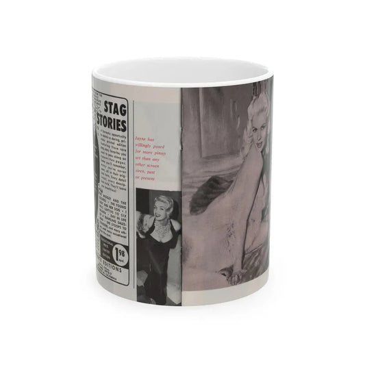 Jayne Mansfield #150 - Pose! Pocket Mag. July '58 - 3 B&W Photos (Vintage Female Icon) White Coffee Mug 11oz - Go Mug Yourself