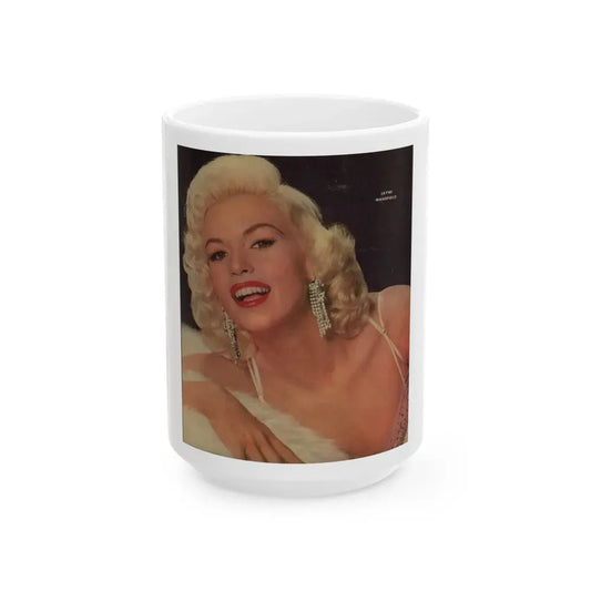 Jayne Mansfield #151 (Vintage Female Icon) White Coffee Mug 15oz - Go Mug Yourself