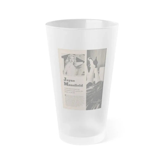 Jayne Mansfield #166 - 1 Page, 2 B&W Photo, Caption & Article from Fabulous Females Mag. Issue #01 '55 (Vintage Female Icon) Frosted Pint Glass 16oz 16oz Frosted - Go Mug Yourself