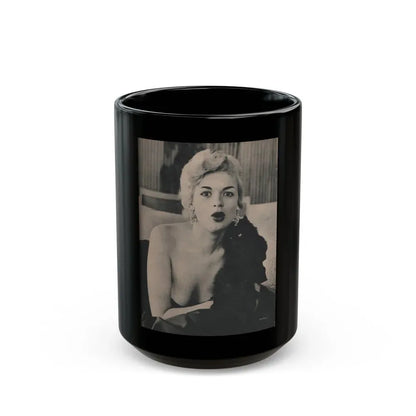 Jayne Mansfield #167 - 1 Page, 1 B&W Photo from Fabulous Females Mag. Issue #01 '55 (Vintage Female Icon) Black Coffee Mug 15oz - Go Mug Yourself