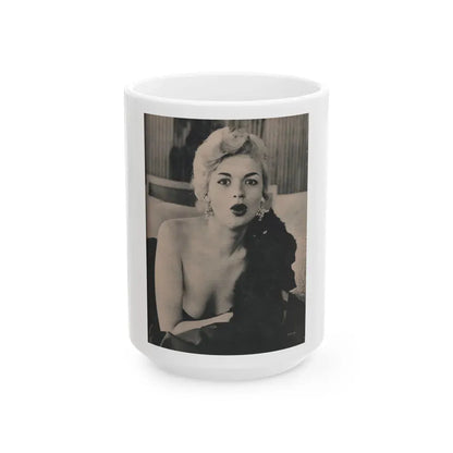 Jayne Mansfield #167 - 1 Page, 1 B&W Photo from Fabulous Females Mag. Issue #01 '55 (Vintage Female Icon) White Coffee Mug 15oz - Go Mug Yourself