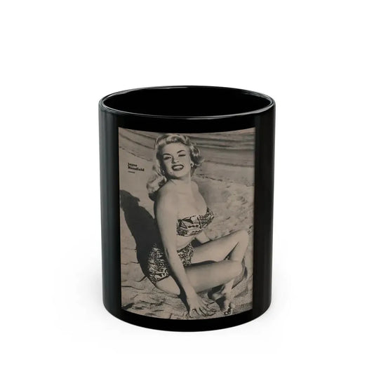 Jayne Mansfield #168 - 1 Page, 1 Full page B&W Photo from Fabulous Females Mag. Issue #01 '55 (Vintage Female Icon) Black Coffee Mug 11oz - Go Mug Yourself