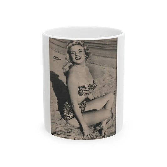 Jayne Mansfield #168 - 1 Page, 1 Full page B&W Photo from Fabulous Females Mag. Issue #01 '55 (Vintage Female Icon) White Coffee Mug 11oz - Go Mug Yourself