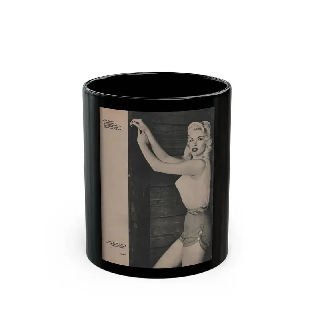 Jayne Mansfield #169 - Fabulous Females Mag. Issue #01 '55 - 1 B&W Photo (Vintage Female Icon) Black Coffee Mug 11oz - Go Mug Yourself