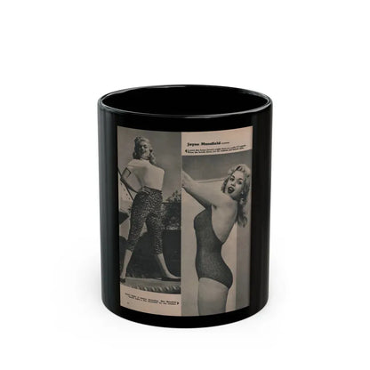 Jayne Mansfield #170 - Fabulous Females Mag. Issue #01 '55 - 2 B&W Photos (Vintage Female Icon) Black Coffee Mug 11oz - Go Mug Yourself