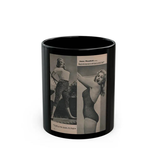 Jayne Mansfield #170 - Fabulous Females Mag. Issue #01 '55 - 2 B&W Photos (Vintage Female Icon) Black Coffee Mug 11oz - Go Mug Yourself