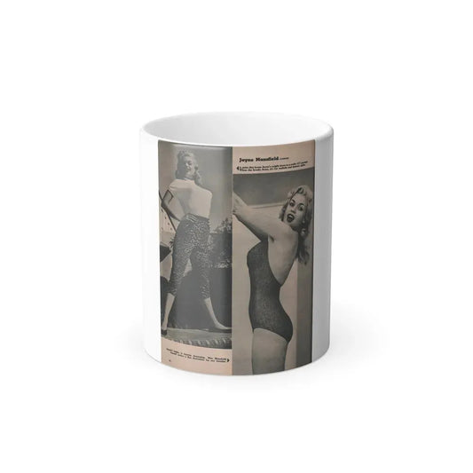 Jayne Mansfield #170 - Fabulous Females Mag. Issue #01 '55 - 2 B&W Photos (Vintage Female Icon) Color Changing Coffee Mug 11oz - Go Mug Yourself