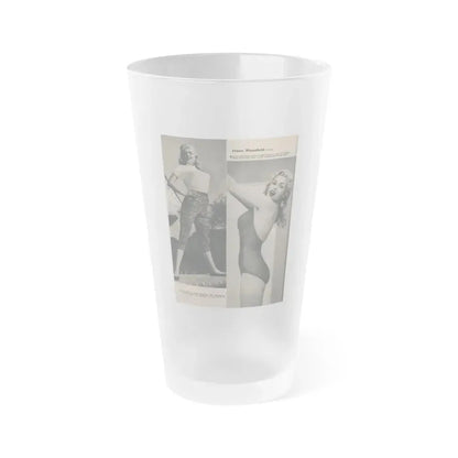 Jayne Mansfield #170 - Fabulous Females Mag. Issue #01 '55 - 2 B&W Photos (Vintage Female Icon) Frosted Pint Glass 16oz 16oz Frosted - Go Mug Yourself