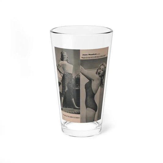 Jayne Mansfield #170 - Fabulous Females Mag. Issue #01 '55 - 2 B&W Photos (Vintage Female Icon) Pint Glass 16oz 16oz - Go Mug Yourself