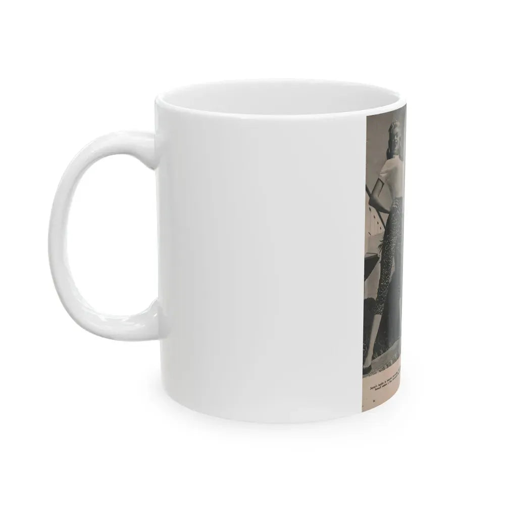 Jayne Mansfield #170 - Fabulous Females Mag. Issue #01 '55 - 2 B&W Photos (Vintage Female Icon) White Coffee Mug - Go Mug Yourself