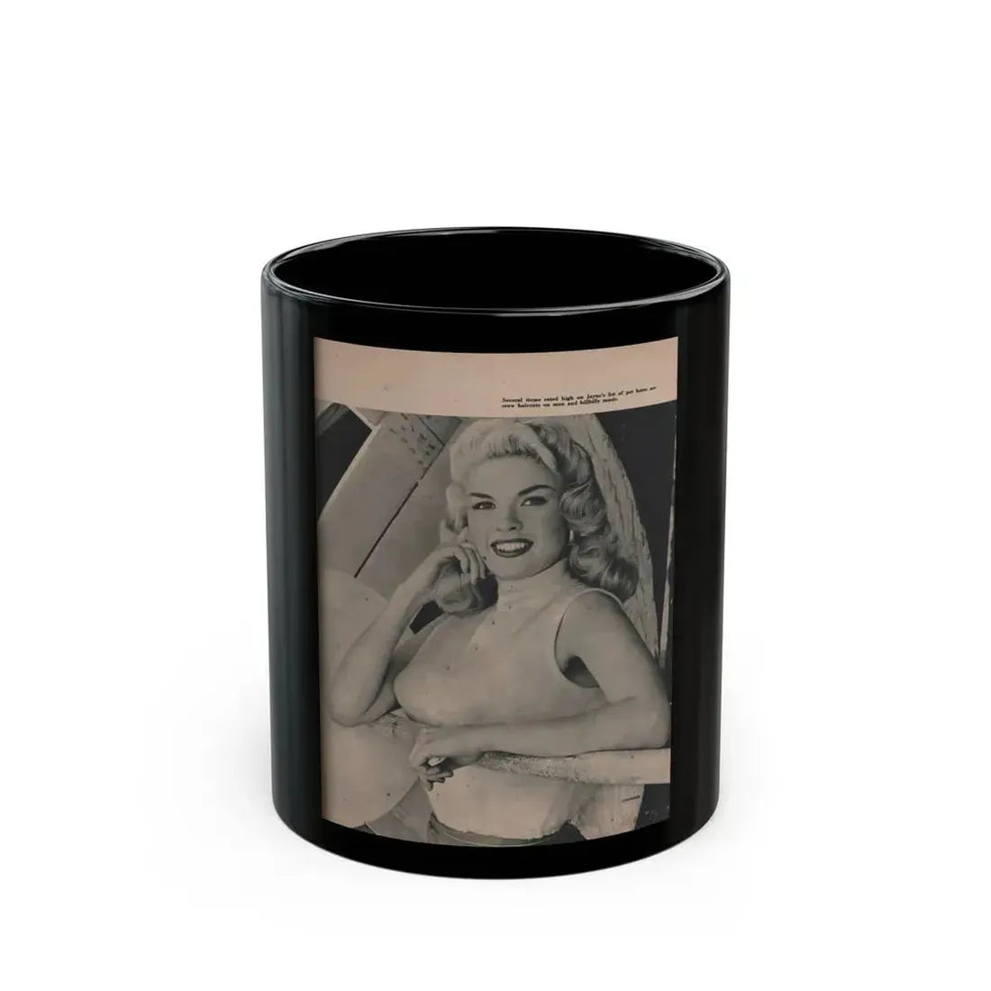 Jayne Mansfield #171 - Fabulous Females Mag. Issue #01 '55 - 1 B&W Photo (Vintage Female Icon) Black Coffee Mug 11oz - Go Mug Yourself