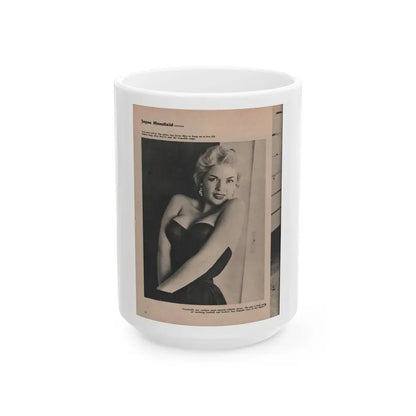 Jayne Mansfield #172 - Fabulous Females Mag. Issue #01 '55 - 1 B&W Photo (Vintage Female Icon) White Coffee Mug 15oz - Go Mug Yourself