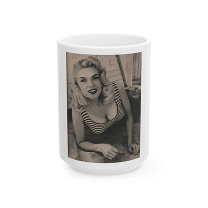 Jayne Mansfield #173 - Fabulous Females Mag. Issue #01 '55 - 1 B&W Photo (Vintage Female Icon) White Coffee Mug 15oz - Go Mug Yourself