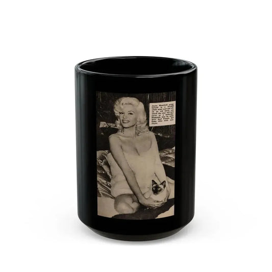 Jayne Mansfield #176 - 1 B&W Photo & Caption from PIC Digest Mag. Sept. '58 (Vintage Female Icon) Black Coffee Mug 15oz - Go Mug Yourself
