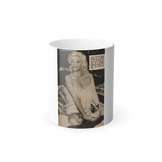 Jayne Mansfield #176 - 1 B&W Photo & Caption from PIC Digest Mag. Sept. '58 (Vintage Female Icon) Color Changing Coffee Mug 11oz - Go Mug Yourself