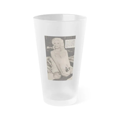 Jayne Mansfield #176 - 1 B&W Photo & Caption from PIC Digest Mag. Sept. '58 (Vintage Female Icon) Frosted Pint Glass 16oz 16oz Frosted - Go Mug Yourself