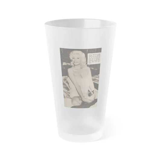 Jayne Mansfield #176 - 1 B&W Photo & Caption from PIC Digest Mag. Sept. '58 (Vintage Female Icon) Frosted Pint Glass 16oz 16oz Frosted - Go Mug Yourself