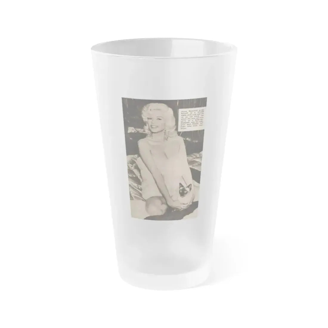 Jayne Mansfield #176 - 1 B&W Photo & Caption from PIC Digest Mag. Sept. '58 (Vintage Female Icon) Frosted Pint Glass 16oz 16oz Frosted - Go Mug Yourself