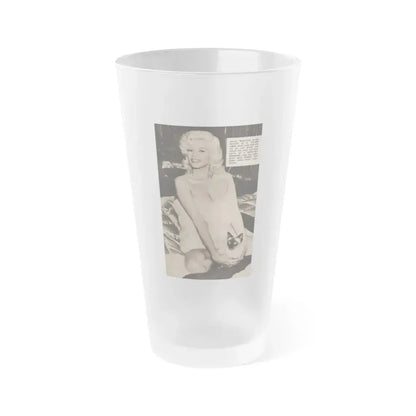 Jayne Mansfield #176 - 1 B&W Photo & Caption from PIC Digest Mag. Sept. '58 (Vintage Female Icon) Frosted Pint Glass 16oz 16oz Frosted - Go Mug Yourself