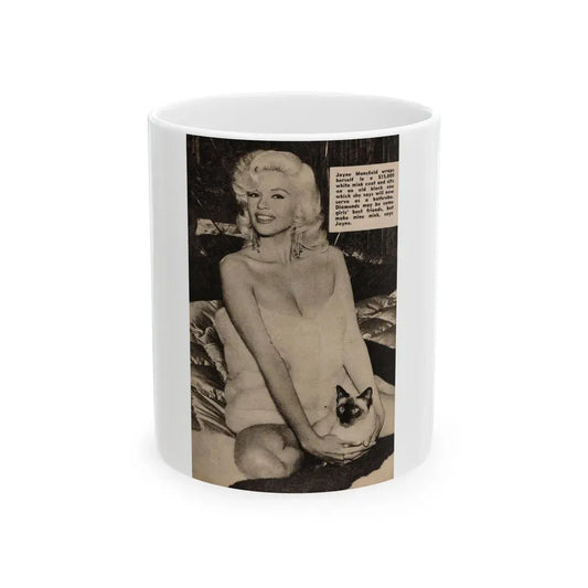 Jayne Mansfield #176 - 1 B&W Photo & Caption from PIC Digest Mag. Sept. '58 (Vintage Female Icon) White Coffee Mug 11oz - Go Mug Yourself