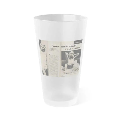 Jayne Mansfield #177 - 2 Pages, 2 B&W Photos, Caption & Article from Foto-rama Digest Mag. May '58 (Vintage Female Icon) Frosted Pint Glass 16oz 16oz Frosted - Go Mug Yourself