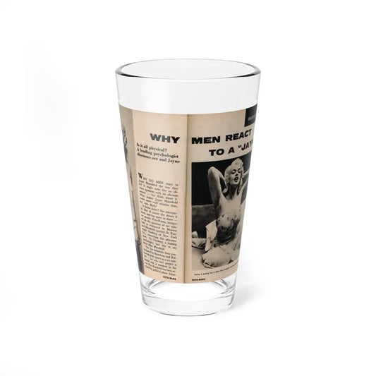Jayne Mansfield #177 - 2 Pages, 2 B&W Photos, Caption & Article from Foto-rama Digest Mag. May '58 (Vintage Female Icon) Pint Glass 16oz 16oz - Go Mug Yourself