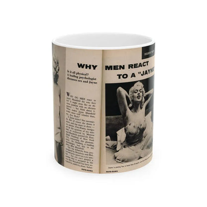 Jayne Mansfield #177 - 2 Pages, 2 B&W Photos, Caption & Article from Foto-rama Digest Mag. May '58 (Vintage Female Icon) White Coffee Mug 11oz - Go Mug Yourself