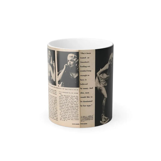Jayne Mansfield #178 - 2 Pages, 3 B&W Photos, Captions & Article from Foto-rama Digest Mag. May '58 (Vintage Female Icon) Color Changing Coffee Mug 11oz - Go Mug Yourself