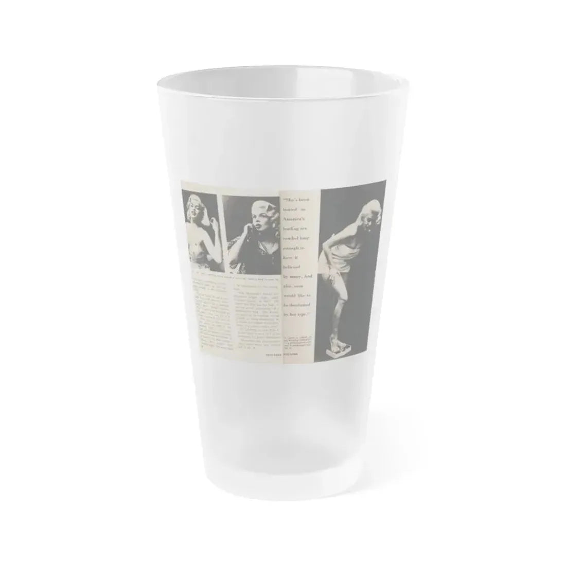 Jayne Mansfield #178 - 2 Pages, 3 B&W Photos, Captions & Article from Foto-rama Digest Mag. May '58 (Vintage Female Icon) Frosted Pint Glass 16oz 16oz Frosted - Go Mug Yourself