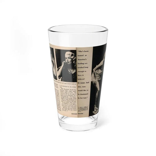 Jayne Mansfield #178 - 2 Pages, 3 B&W Photos, Captions & Article from Foto-rama Digest Mag. May '58 (Vintage Female Icon) Pint Glass 16oz 16oz - Go Mug Yourself