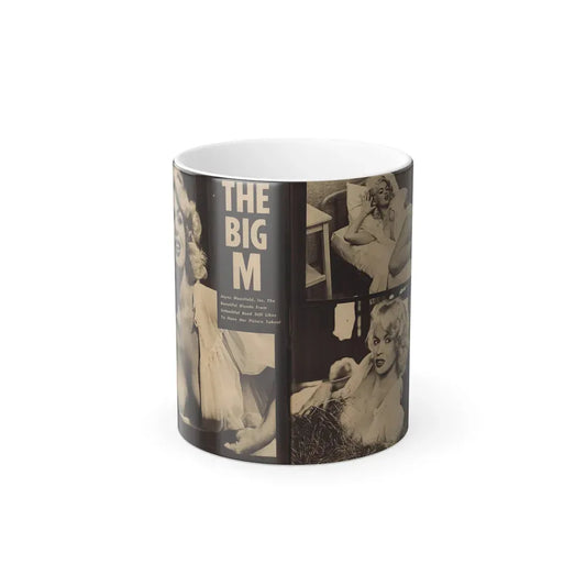 Jayne Mansfield #179 - 2 Pages, 3 B&W Photos & Caption from Glance Mag. August '59 (Vintage Female Icon) Color Changing Coffee Mug 11oz - Go Mug Yourself