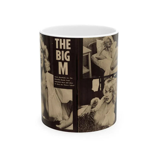 Jayne Mansfield #179 - 2 Pages, 3 B&W Photos & Caption from Glance Mag. August '59 (Vintage Female Icon) White Coffee Mug 11oz - Go Mug Yourself