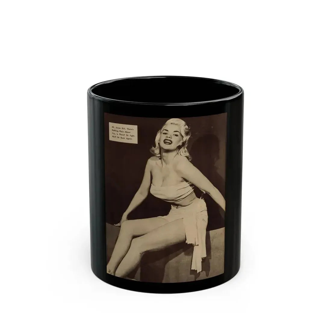 Jayne Mansfield #180 - 1 Pages, 1 Full Page B&W Photo & Caption from Glance Mag. August '59 (Vintage Female Icon) Black Coffee Mug 11oz - Go Mug Yourself