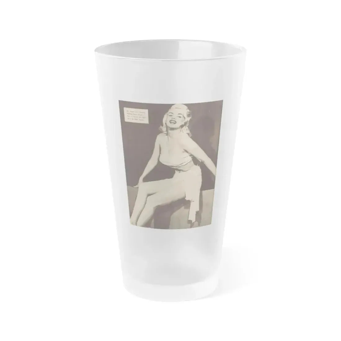 Jayne Mansfield #180 - 1 Pages, 1 Full Page B&W Photo & Caption from Glance Mag. August '59 (Vintage Female Icon) Frosted Pint Glass 16oz 16oz Frosted - Go Mug Yourself