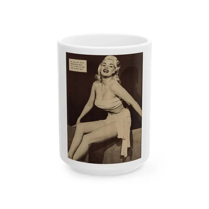 Jayne Mansfield #180 - 1 Pages, 1 Full Page B&W Photo & Caption from Glance Mag. August '59 (Vintage Female Icon) White Coffee Mug 15oz - Go Mug Yourself